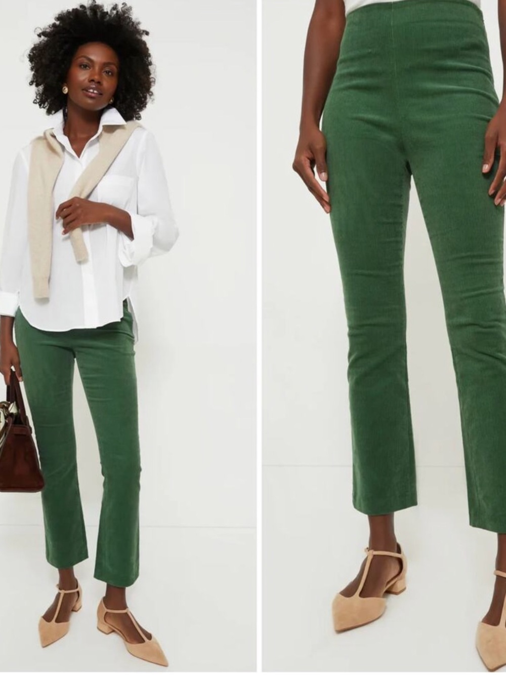 Tuckernuck Ashford Corduroy Pants L Green Crop Academia Preppy Office S26